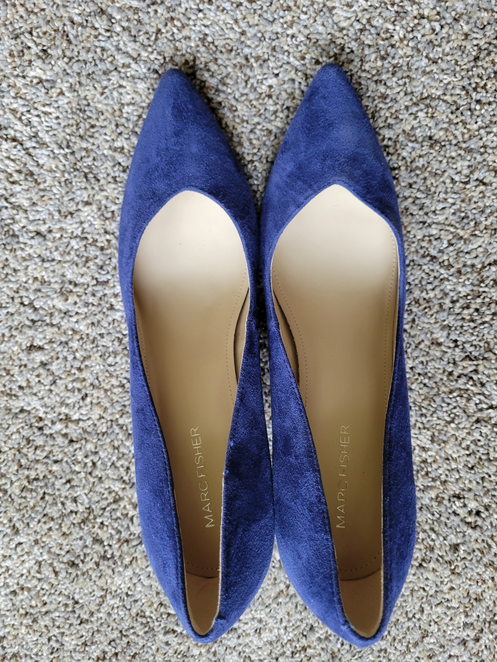 Marc Fisher Navy Suede Pointed-Toe Flats